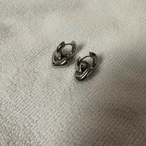 Never worn adorable Chunky Silver tone Heart Hoop Earrings. Casual or dressy.